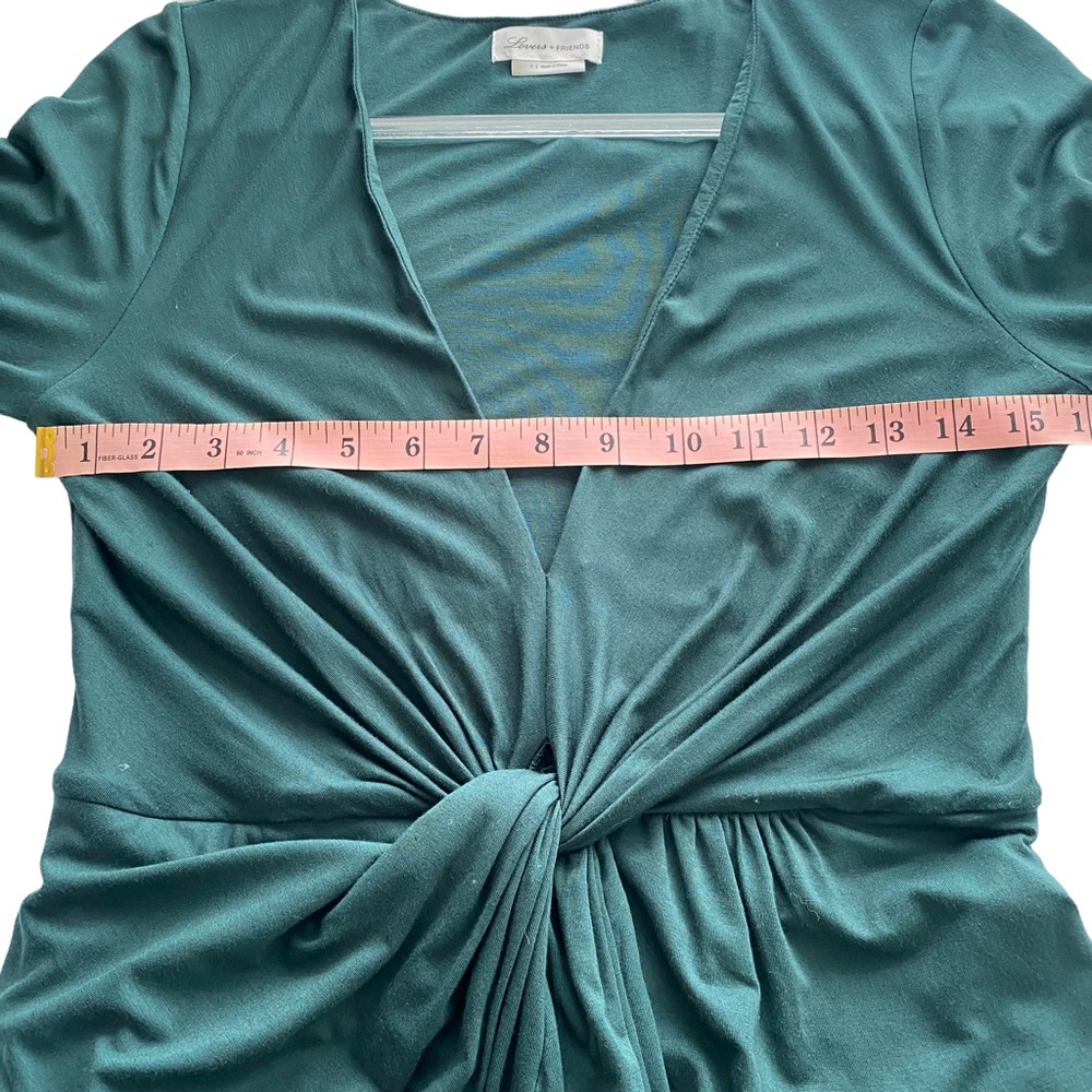 LOVERS AND FRIENDS Sz Small S Green Front Twist Detail Sundance Maxi Dress Slit - Picture 8 of 12